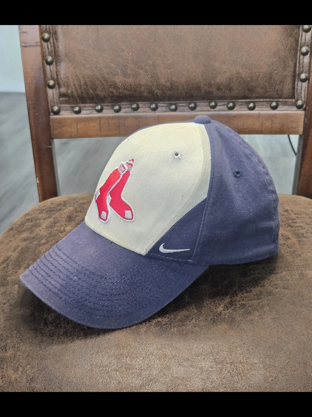 Vintage Y2K Nike Boston Red Sox Sock Logo Swoosh Flex Fitted Hat Cap OSFA #646